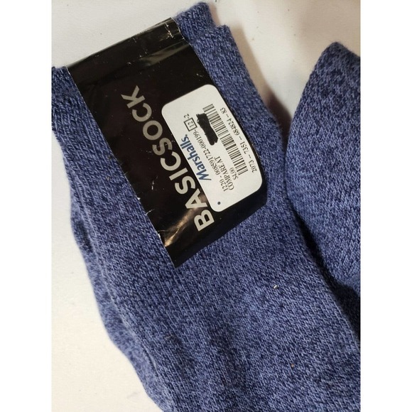 Basics Socks Mens One Size Blue Knit Cotton Blend Mid Calf Casual Crew Socks NWT - Picture 2 of 3